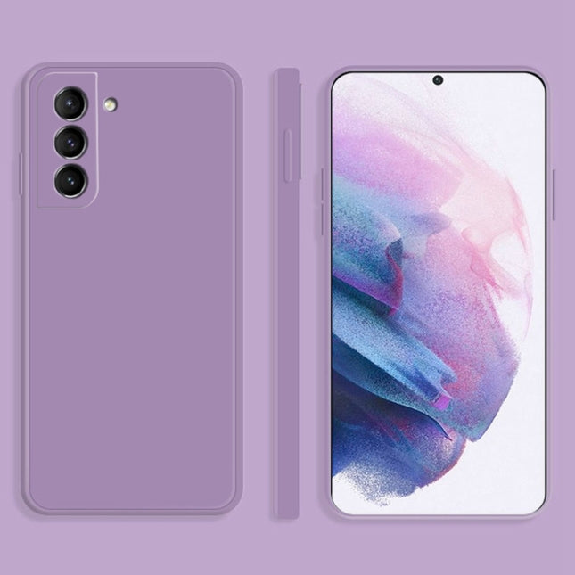 For Samsung Galaxy S21+ 5G Solid Color Imitation Liquid Silicone Straight Edge Dropproof Full Coverage Protective Case(Purple)-garmade.com