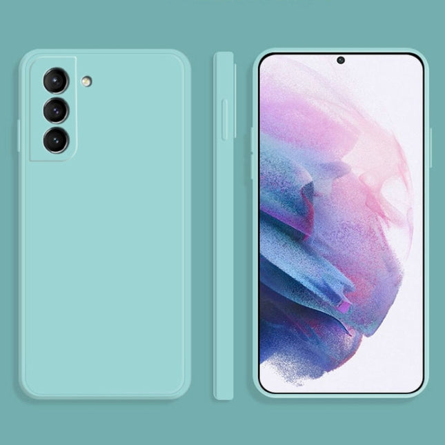 For Samsung Galaxy S21+ 5G Solid Color Imitation Liquid Silicone Straight Edge Dropproof Full Coverage Protective Case(Sky Blue)-garmade.com