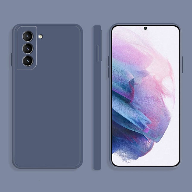 For Samsung Galaxy S21+ 5G Solid Color Imitation Liquid Silicone Straight Edge Dropproof Full Coverage Protective Case(Grey)-garmade.com