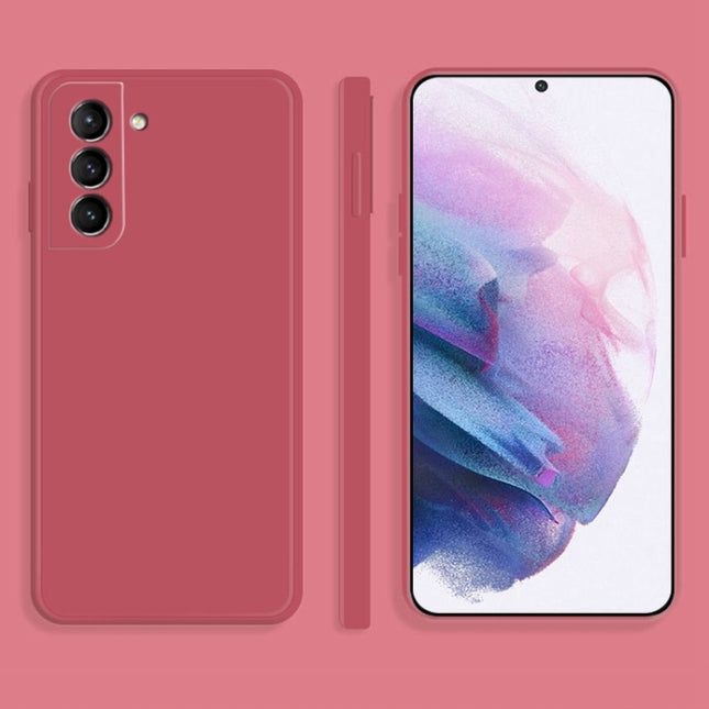 For Samsung Galaxy S21+ 5G Solid Color Imitation Liquid Silicone Straight Edge Dropproof Full Coverage Protective Case(Red)-garmade.com