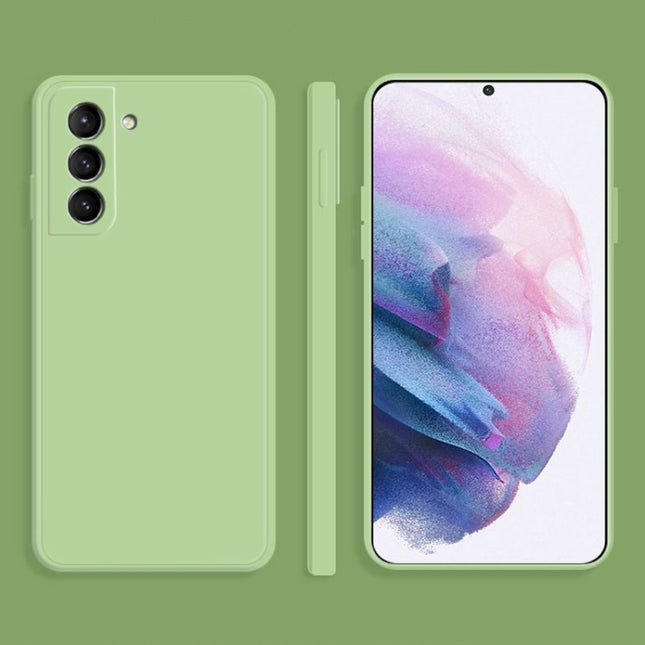For Samsung Galaxy S21+ 5G Solid Color Imitation Liquid Silicone Straight Edge Dropproof Full Coverage Protective Case(Matcha Green)-garmade.com