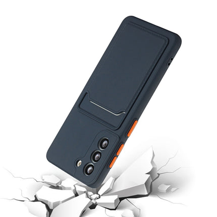 For Samsung Galaxy S21 5G Card Slot Design Shockproof TPU Protective Case(Dark Blue)-garmade.com