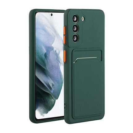 For Samsung Galaxy S21 5G Card Slot Design Shockproof TPU Protective Case(Dark Green)-garmade.com