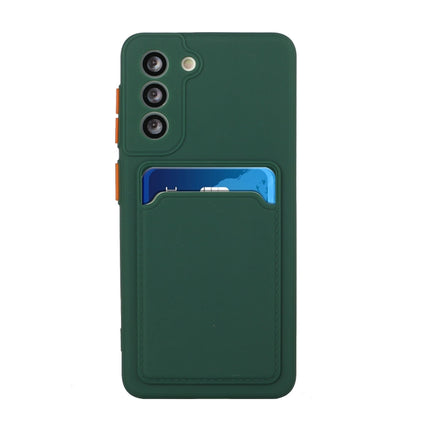 For Samsung Galaxy S21 5G Card Slot Design Shockproof TPU Protective Case(Dark Green)-garmade.com