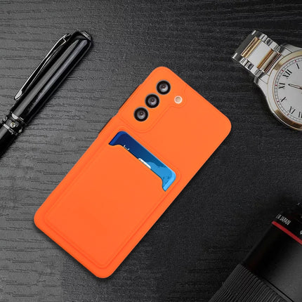 For Samsung Galaxy S21 5G Card Slot Design Shockproof TPU Protective Case(Orange)-garmade.com
