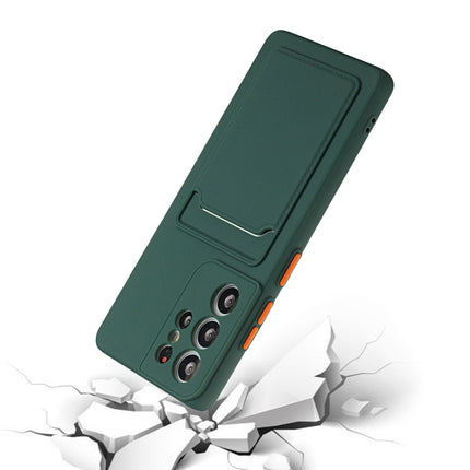 For Samsung Galaxy S21 Ultra 5G Card Slot Design Shockproof TPU Protective Case(Dark Green)-garmade.com