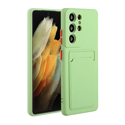 For Samsung Galaxy S21 Ultra 5G Card Slot Design Shockproof TPU Protective Case(Green)-garmade.com