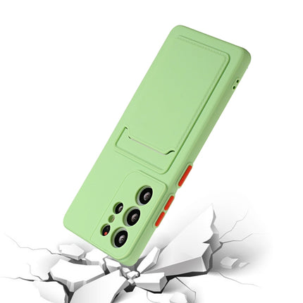 For Samsung Galaxy S21 Ultra 5G Card Slot Design Shockproof TPU Protective Case(Green)-garmade.com