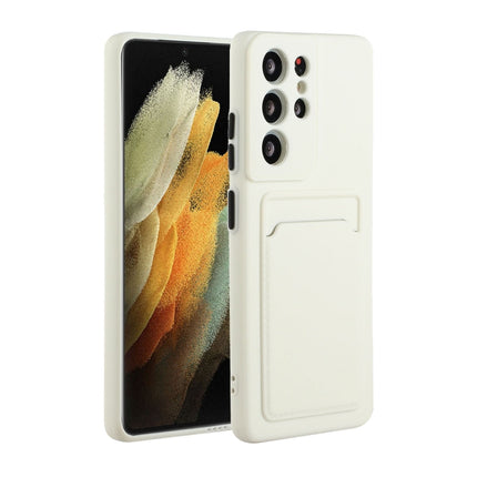 For Samsung Galaxy S21 Ultra 5G Card Slot Design Shockproof TPU Protective Case(White)-garmade.com