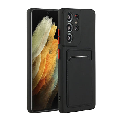 For Samsung Galaxy S21 Ultra 5G Card Slot Design Shockproof TPU Protective Case(Black)-garmade.com