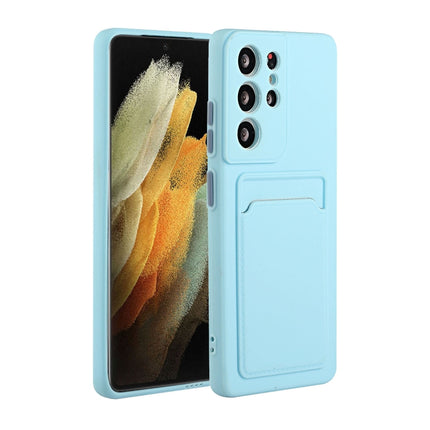 For Samsung Galaxy S21 Ultra 5G Card Slot Design Shockproof TPU Protective Case(Sky Blue)-garmade.com