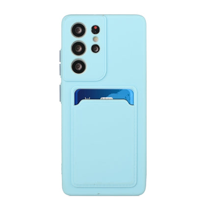 For Samsung Galaxy S21 Ultra 5G Card Slot Design Shockproof TPU Protective Case(Sky Blue)-garmade.com