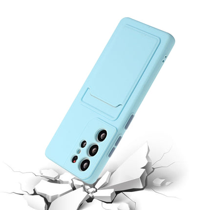 For Samsung Galaxy S21 Ultra 5G Card Slot Design Shockproof TPU Protective Case(Sky Blue)-garmade.com