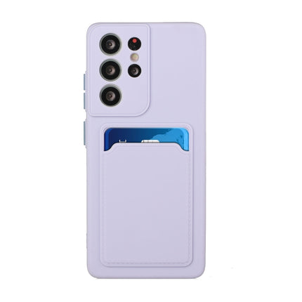 For Samsung Galaxy S21 Ultra 5G Card Slot Design Shockproof TPU Protective Case(Purple)-garmade.com