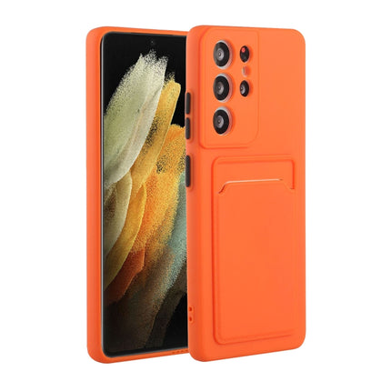 For Samsung Galaxy S21 Ultra 5G Card Slot Design Shockproof TPU Protective Case(Orange)-garmade.com