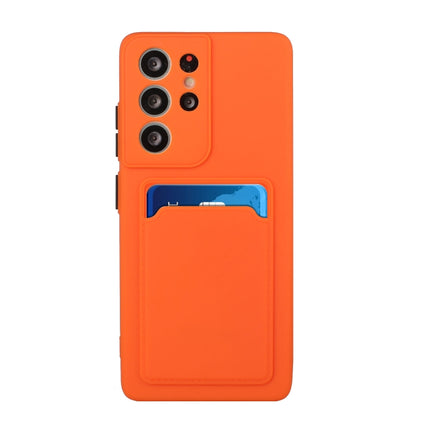 For Samsung Galaxy S21 Ultra 5G Card Slot Design Shockproof TPU Protective Case(Orange)-garmade.com