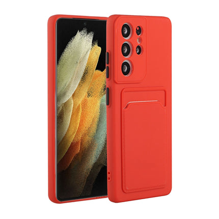 For Samsung Galaxy S21 Ultra 5G Card Slot Design Shockproof TPU Protective Case(Red)-garmade.com