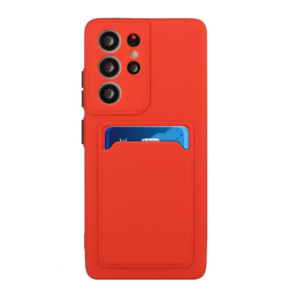 For Samsung Galaxy S21 Ultra 5G Card Slot Design Shockproof TPU Protective Case(Red)-garmade.com