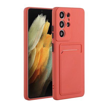 For Samsung Galaxy S21 Ultra 5G Card Slot Design Shockproof TPU Protective Case(Plum Red)-garmade.com