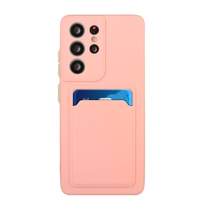 For Samsung Galaxy S21 Ultra 5G Card Slot Design Shockproof TPU Protective Case(Pink)-garmade.com