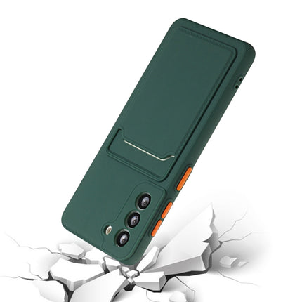 For Samsung Galaxy S21+ 5G Card Slot Design Shockproof TPU Protective Case(Dark Green)-garmade.com