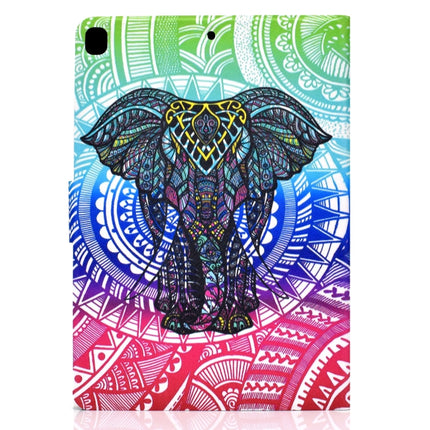 For iPad 10.2 2021 / 2020 / 2019 Colored Drawing Horizontal Flip Leather Case with Holder & Card Slots & Sleep / Wake-up Function(Elephant)-garmade.com