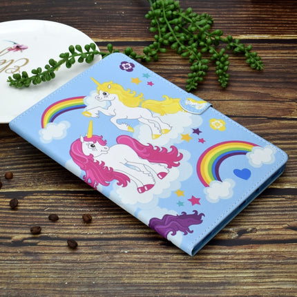 For iPad 10.2 2021 / 2020 / 2019 Colored Drawing Horizontal Flip Leather Case with Holder & Card Slots & Pen Slot & Sleep / Wake-up Function(Colored Unicorn)-garmade.com