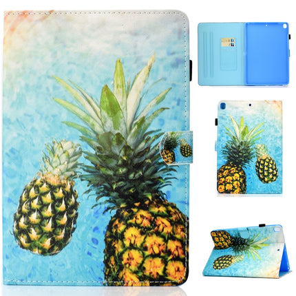 For iPad 10.2 2021 / 2020 / 2019 Colored Drawing Horizontal Flip Leather Case with Holder & Card Slots & Pen Slot & Sleep / Wake-up Function(Pineapple)-garmade.com