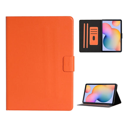 For Samsung Galaxy Tab A7 Lite 8.7 (2021) T220 Pure Color Horizontal Flip Leather Case with Card Slots & Holder & Lanyard(Orange)-garmade.com