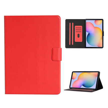 For Samsung Galaxy Tab A7 Lite 8.7 (2021) T220 Pure Color Horizontal Flip Leather Case with Card Slots & Holder & Lanyard(Red)-garmade.com