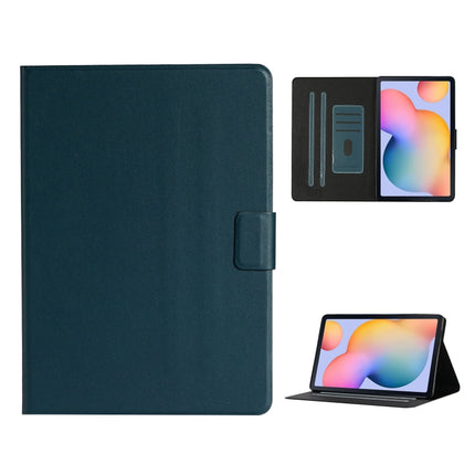 For Samsung Galaxy Tab A7 Lite 8.7 (2021) T220 Pure Color Horizontal Flip Leather Case with Card Slots & Holder & Lanyard(Dark Green)-garmade.com