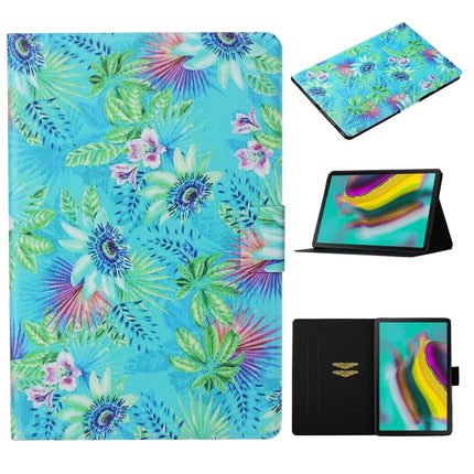 For Samsung Galaxy Tab A7 Lite 8.7 (2021) T220 Voltage Texture Coloured Drawing Horizontal Flip Leather Case with Holder & Card Slot(Flowers)-garmade.com