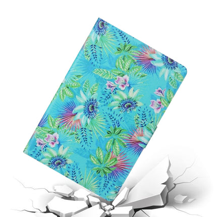 For Samsung Galaxy Tab A7 Lite 8.7 (2021) T220 Voltage Texture Coloured Drawing Horizontal Flip Leather Case with Holder & Card Slot(Flowers)-garmade.com