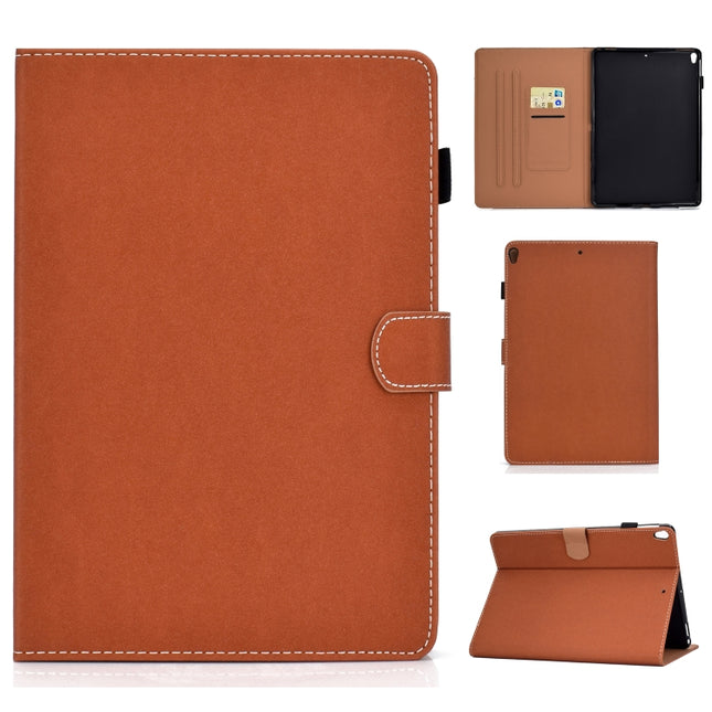 For iPad 10.2 2021 / 2020 / 2019 Solid Color Horizontal Flip Leather Case with Holder & Card Slots & Pen Slot & Sleep / Wake-up Function(Brown)-garmade.com