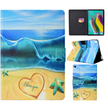 For Samsung Galaxy Tab A7 Lite 8.7 (2021) T220 Voltage Texture Coloured Drawing Horizontal Flip Leather Case with Holder & Card Slot(Blue Beach)-garmade.com