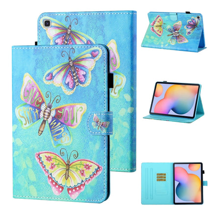 For Samsung Galaxy Tab A7 Lite 8.7 (2021) T220 Coloured Drawing Stitching Horizontal Flip Leather Case with Holder & Card Slot(Colorful Butterflies)-garmade.com