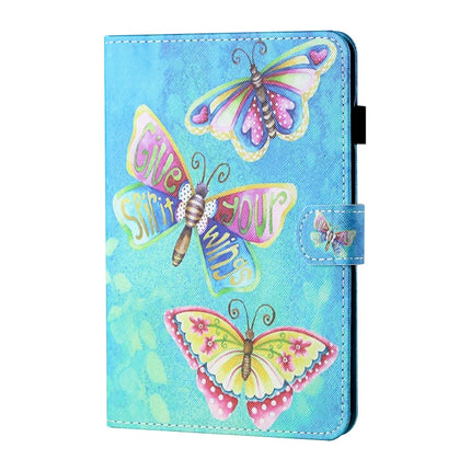 For Samsung Galaxy Tab A7 Lite 8.7 (2021) T220 Coloured Drawing Stitching Horizontal Flip Leather Case with Holder & Card Slot(Colorful Butterflies)-garmade.com