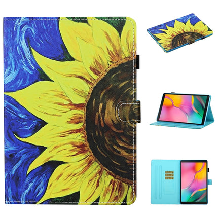 For Samsung Galaxy Tab A7 Lite 8.7 (2021) T220 Coloured Drawing Stitching Horizontal Flip Leather Case with Holder & Card Slot(Sunflower)-garmade.com