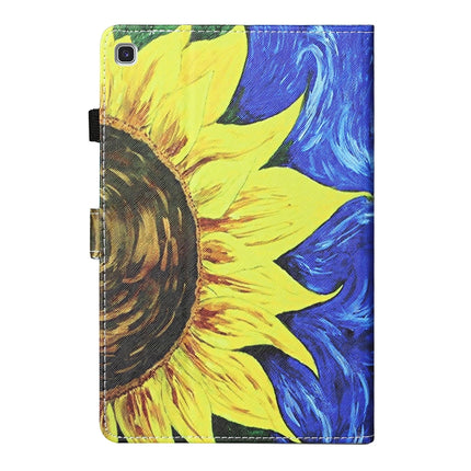 For Samsung Galaxy Tab A7 Lite 8.7 (2021) T220 Coloured Drawing Stitching Horizontal Flip Leather Case with Holder & Card Slot(Sunflower)-garmade.com