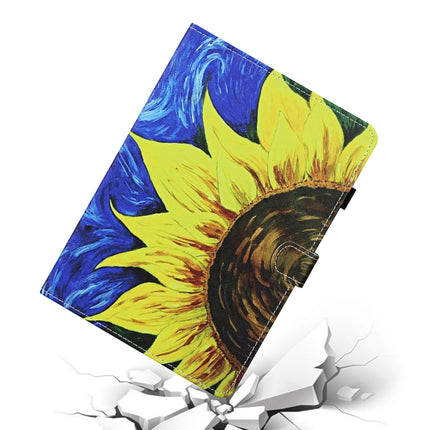 For Samsung Galaxy Tab A7 Lite 8.7 (2021) T220 Coloured Drawing Stitching Horizontal Flip Leather Case with Holder & Card Slot(Sunflower)-garmade.com