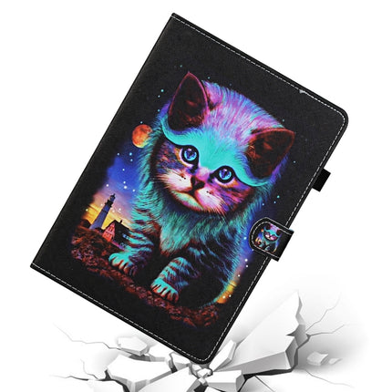 For Samsung Galaxy Tab A7 Lite 8.7 (2021) T220 Coloured Drawing Stitching Horizontal Flip Leather Case with Holder & Card Slot(Night Cat)-garmade.com