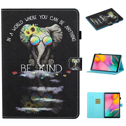 For Samsung Galaxy Tab A7 Lite 8.7 (2021) T220 Coloured Drawing Stitching Horizontal Flip Leather Case with Holder & Card Slot(Spectacles Elephant)-garmade.com