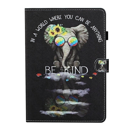 For Samsung Galaxy Tab A7 Lite 8.7 (2021) T220 Coloured Drawing Stitching Horizontal Flip Leather Case with Holder & Card Slot(Spectacles Elephant)-garmade.com