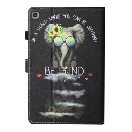 For Samsung Galaxy Tab A7 Lite 8.7 (2021) T220 Coloured Drawing Stitching Horizontal Flip Leather Case with Holder & Card Slot(Spectacles Elephant)-garmade.com