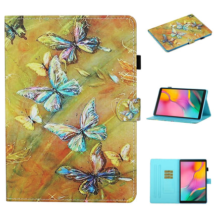 For Samsung Galaxy Tab A7 Lite 8.7 (2021) T220 Coloured Drawing Stitching Horizontal Flip Leather Case with Holder & Card Slot(Butterflies)-garmade.com