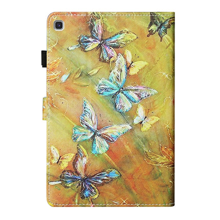 For Samsung Galaxy Tab A7 Lite 8.7 (2021) T220 Coloured Drawing Stitching Horizontal Flip Leather Case with Holder & Card Slot(Butterflies)-garmade.com