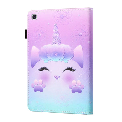 For Samsung Galaxy Tab A7 Lite 8.7 (2021) T220 Coloured Drawing Stitching Horizontal Flip Leather Case with Holder & Card Slot(Unicorn)-garmade.com