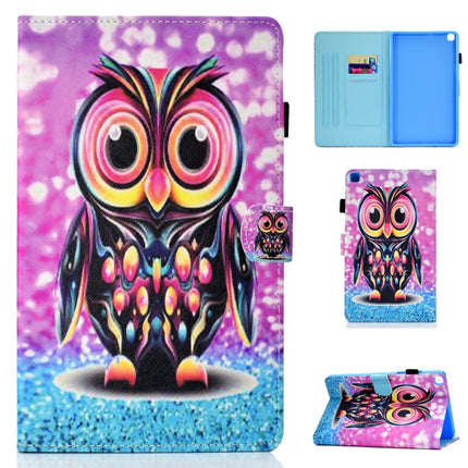 For Samsung Galaxy Tab A7 Lite 8.7 (2021) T220 Coloured Drawing Stitching Horizontal Flip Leather Case with Holder & Card Slot(Owl)-garmade.com