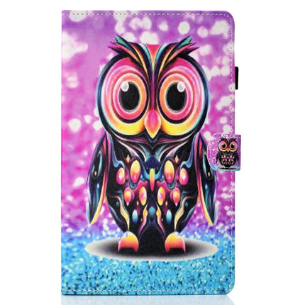 For Samsung Galaxy Tab A7 Lite 8.7 (2021) T220 Coloured Drawing Stitching Horizontal Flip Leather Case with Holder & Card Slot(Owl)-garmade.com