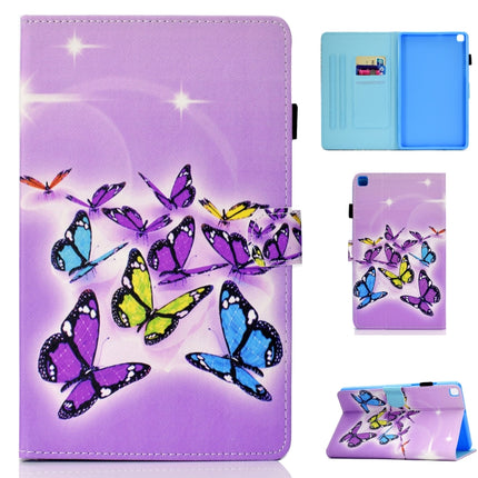 For Samsung Galaxy Tab A7 Lite 8.7 (2021) T220 Coloured Drawing Stitching Horizontal Flip Leather Case with Holder & Card Slot(Butterflies)-garmade.com